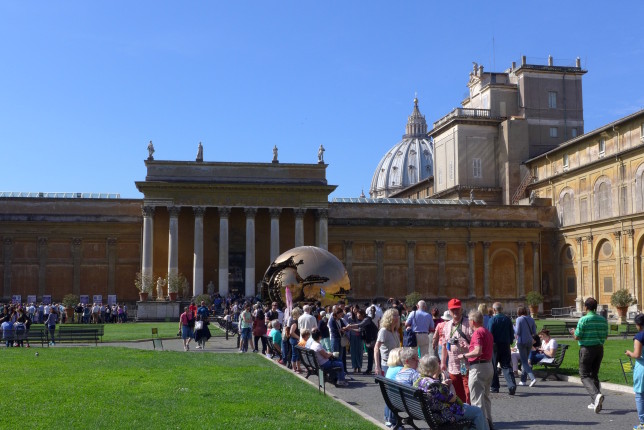 Crowded entrance courtyard