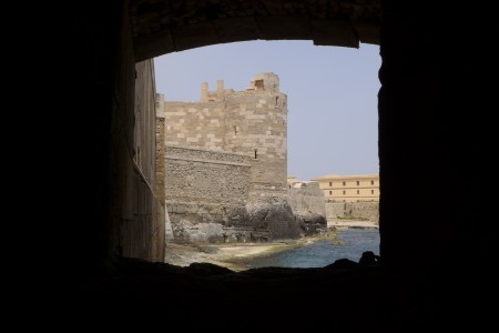 Look out from inside the castle walls