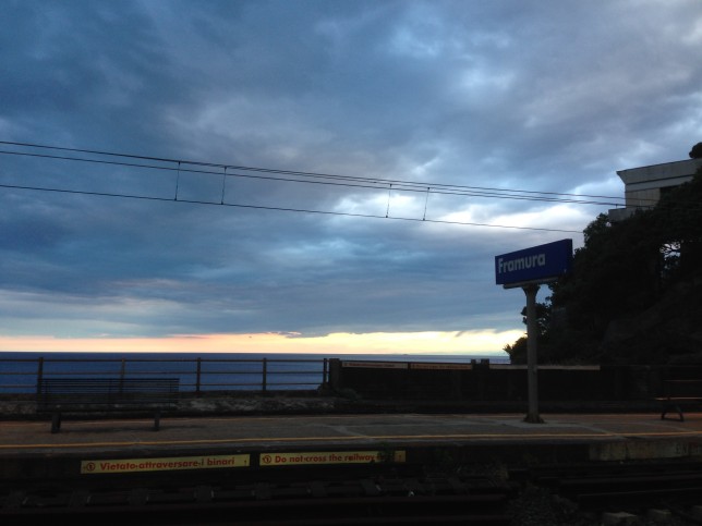 Framura train station in the early hours of the day, 6am.