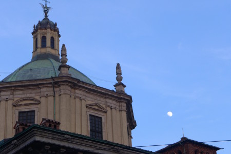 A roof and the moon