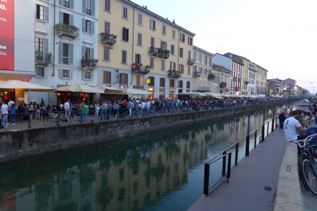 Navigli district along the canal