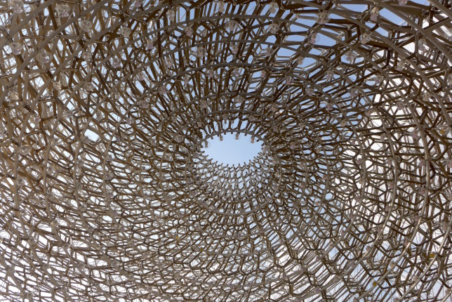 Looking up, inside the UK Pavilion