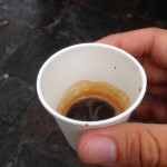 Delicious free espresso in a paper cup