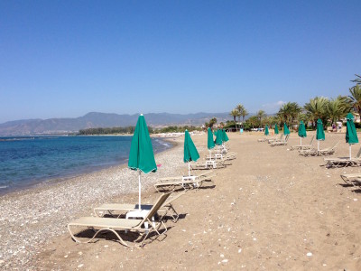 Sunbeds along the beach